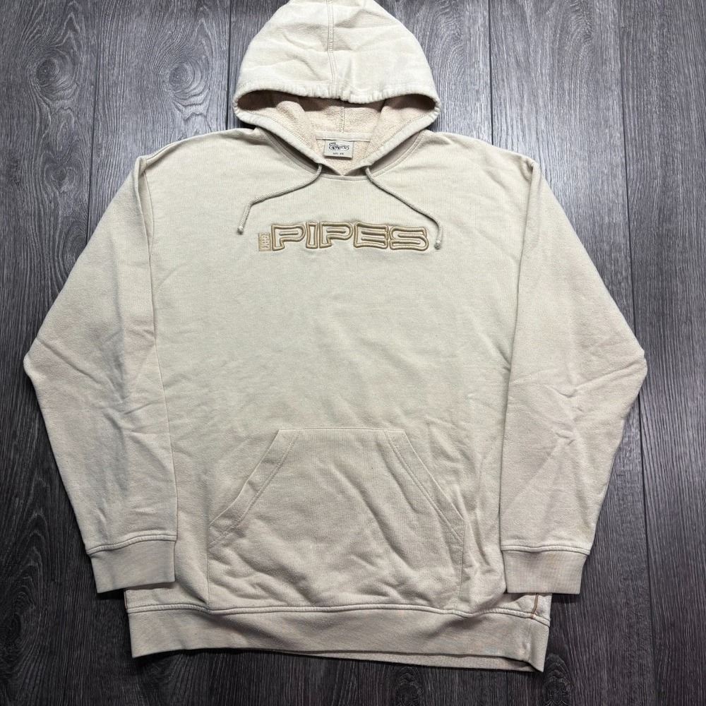 Vintage Lee Pipes Hoodie XXL 2XL Brown Embroidered Surf Skate Rare